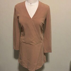 Cynthia Steffe Tan Long Sleeve Wrap Dress Size 4